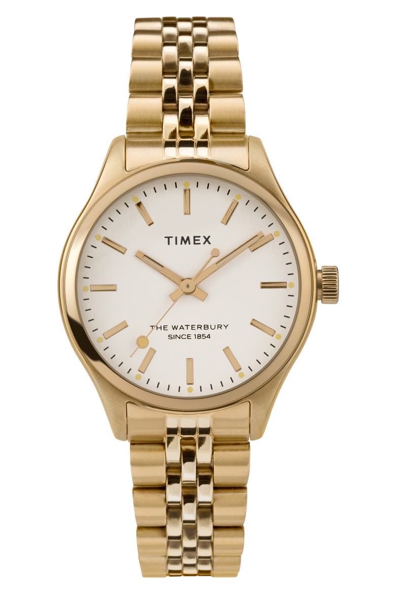 Waterbury INDIGLO Heart Bracelet Watch, 34mm, Main, color, GOLD/ CREAM/ GOLD