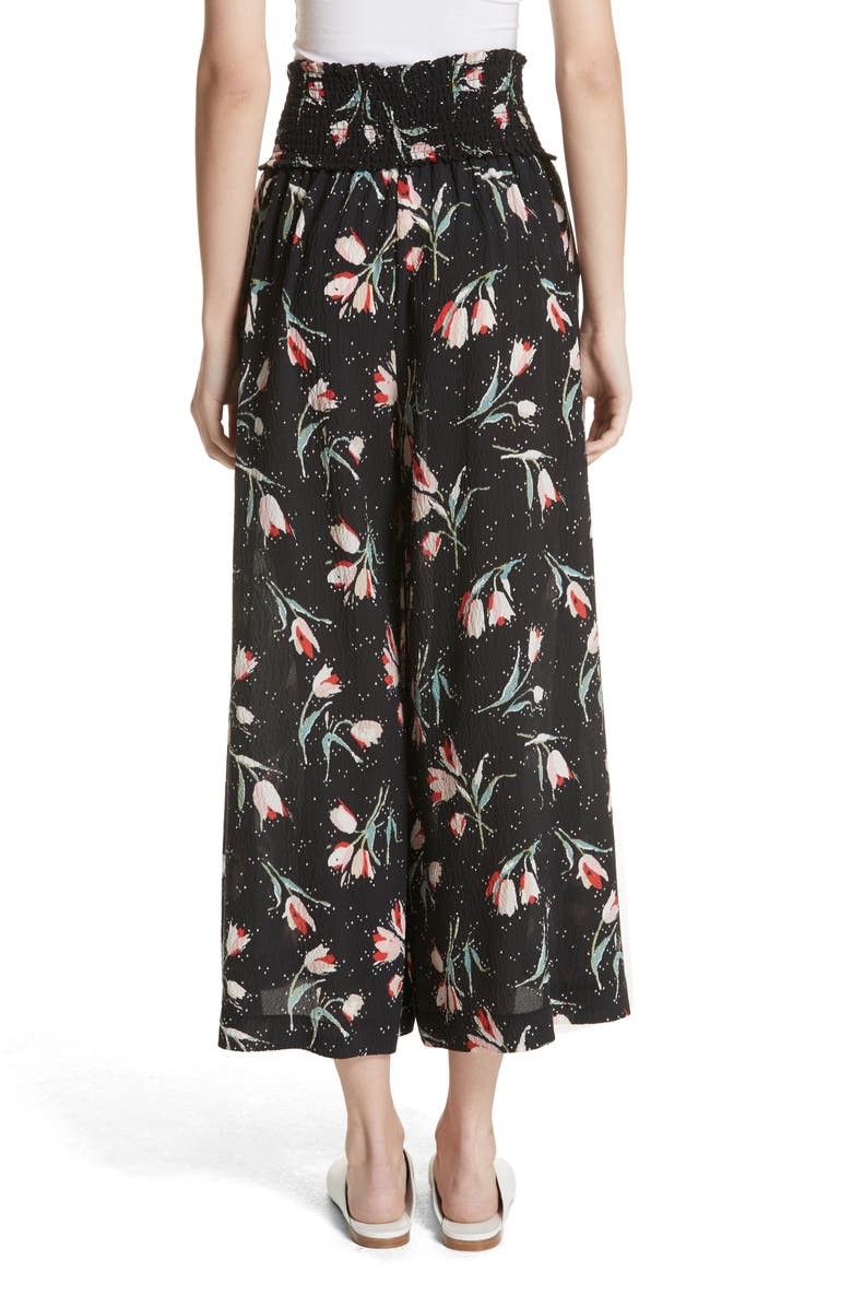 Rebecca Taylor Ikat Floral Stretch Silk Pants, Alternate, color, 