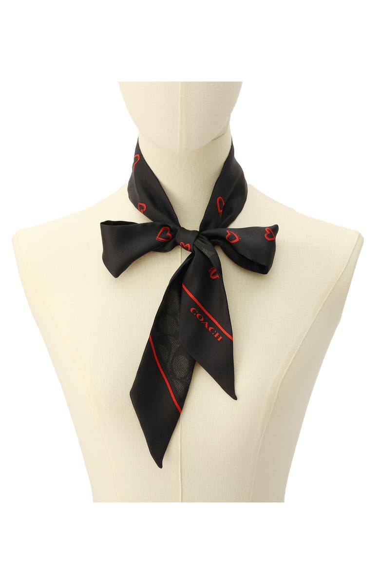 COACH Hearts Skinny Silk Scarf, Main, color, 