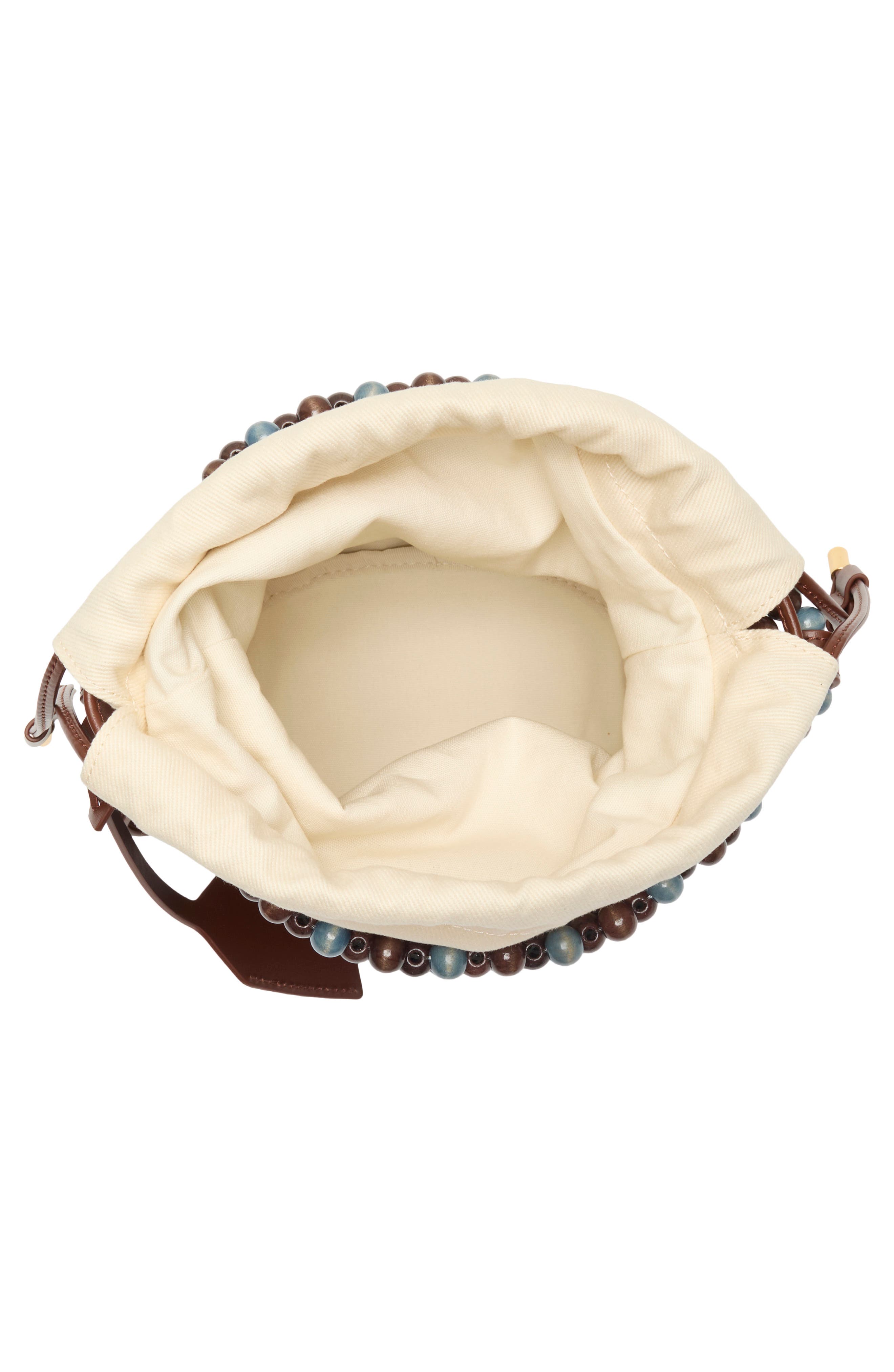 Wood Bead Bucket Bag, Alternate, color, FADED DENIM/ BRUNETTE