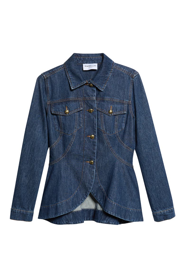 Cotton Peplum Jacket, Alternate, color, BLUE JEANS