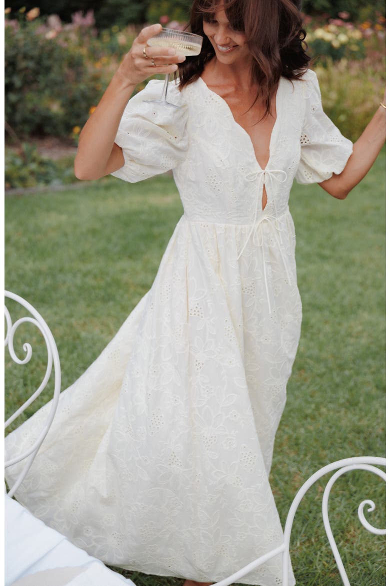 Karla Eyelet Embroidered Maxi Dress, Alternate, color, BUTTER YELLOW BRODERIE