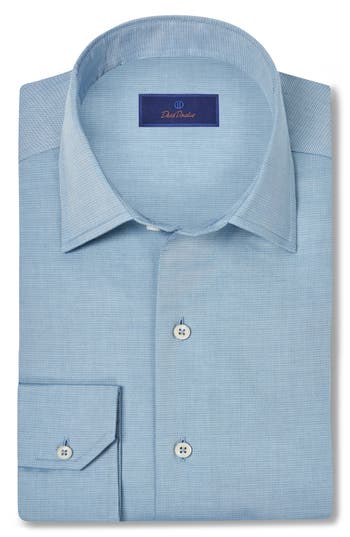 David Donahue Casual Pima Cotton Button-down Shirt In Seafoam