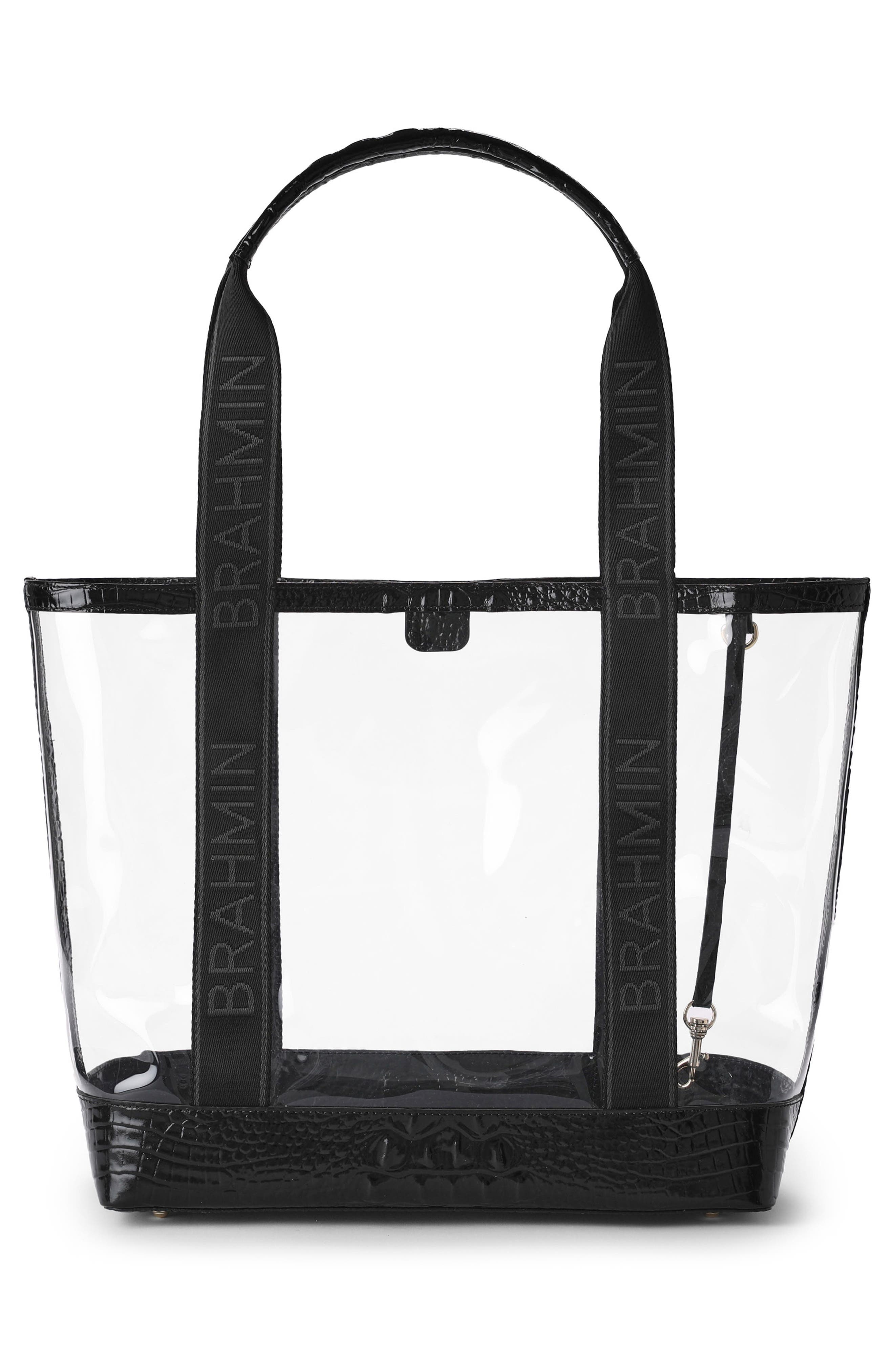 Brooke Clear Croc Embossed Leather Tote, Alternate, color, BLACK