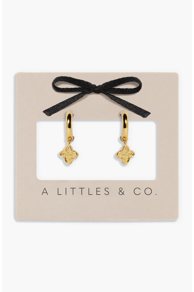 Signature Clover Collection Textured Clover Hoop Earrings In Gold-Tone Plating, Main, color, Hoop