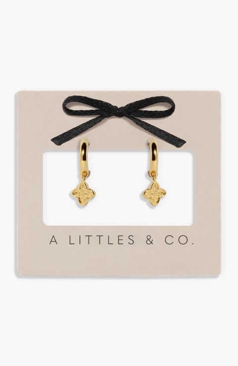 Signature Clover Collection Textured Clover Hoop Earrings In Gold-Tone Plating