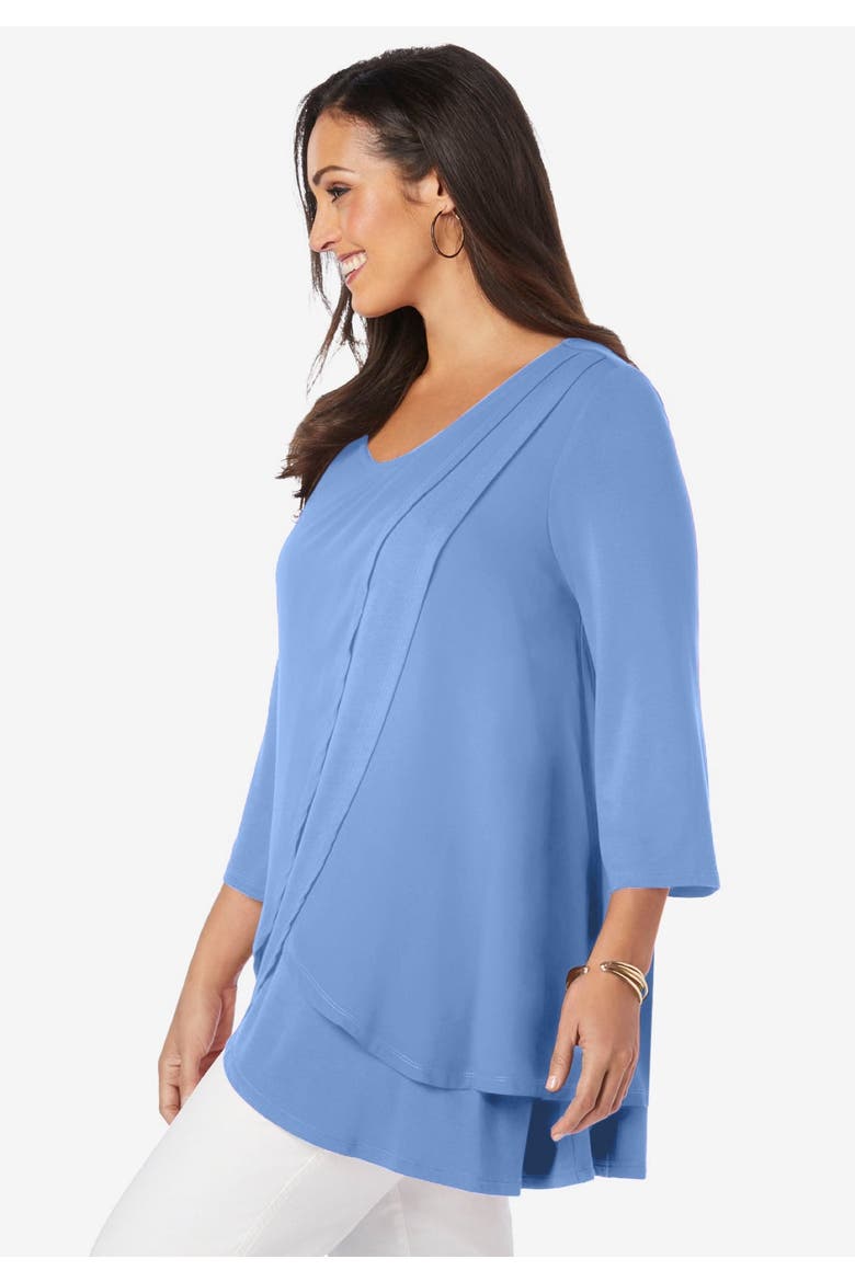 Double-Layer High-Low Tunic, Alternate, color, FRENCH BLUE