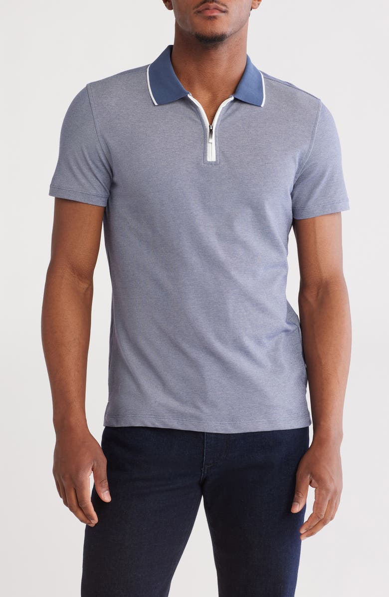 Robert Barakett Farmsworth Cotton Blend Quarter Zip Polo, Main, color, Navy