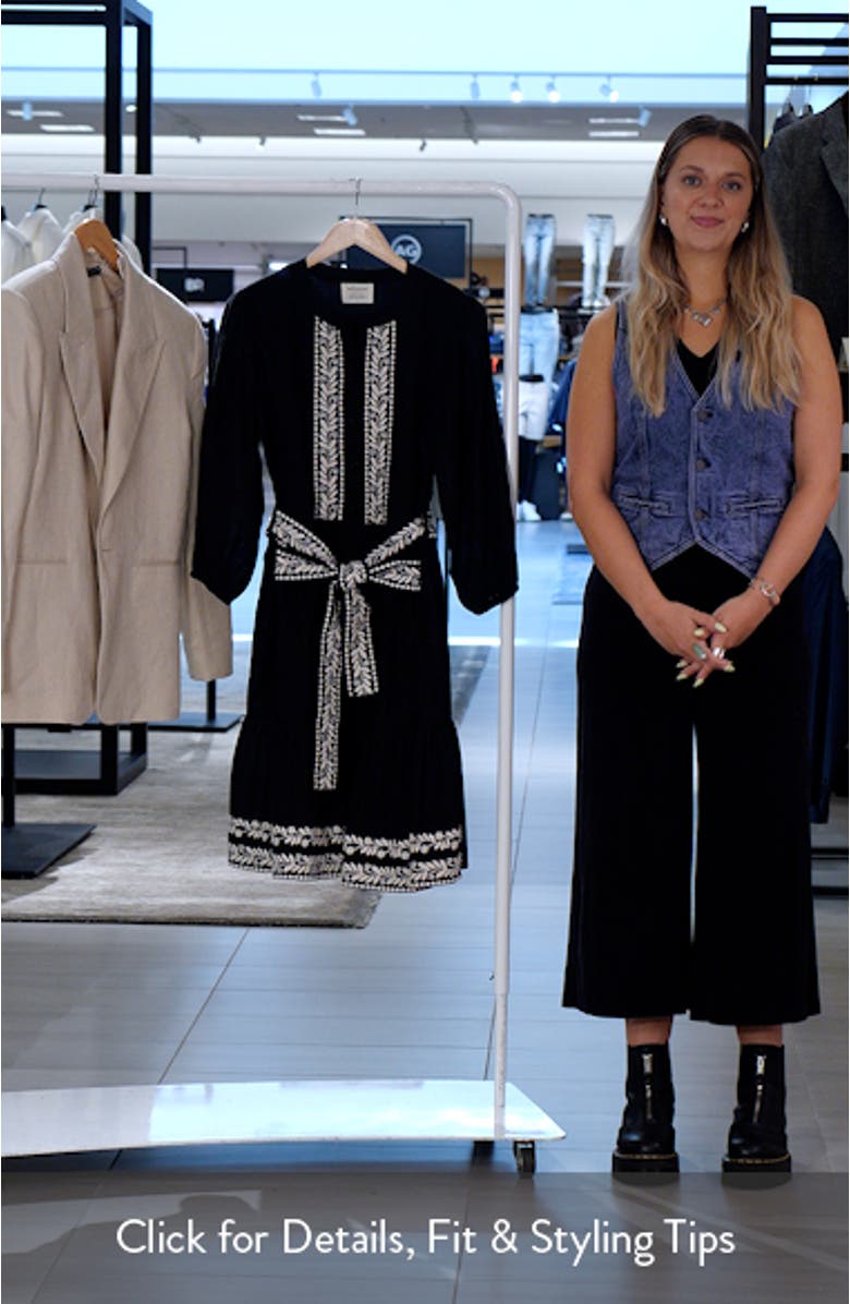 Cala Embroidered Tie Waist Cotton Dress, sales video thumbnail