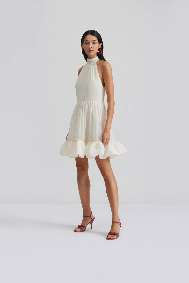 Fern Halterneck Ruffled Mini Dress, Alternate, color, White