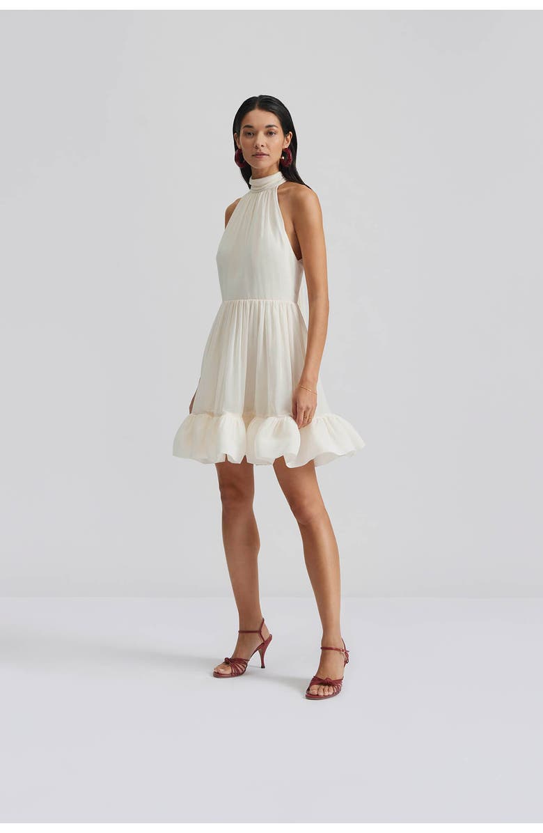 Malina Fern Halterneck Ruffled Mini Dress, Alternate, color, White
