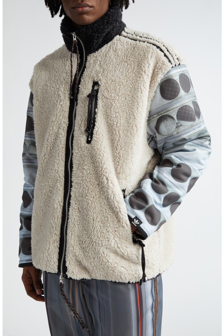 x Song for the Mute Recycled Polyester Fleece Jacket, Alternate, color, BEIGE/ BLACK MULTI