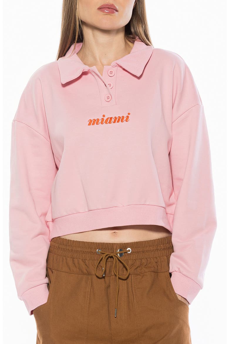 Kario Crop Polo Sweatshirt, Main, color, PINK