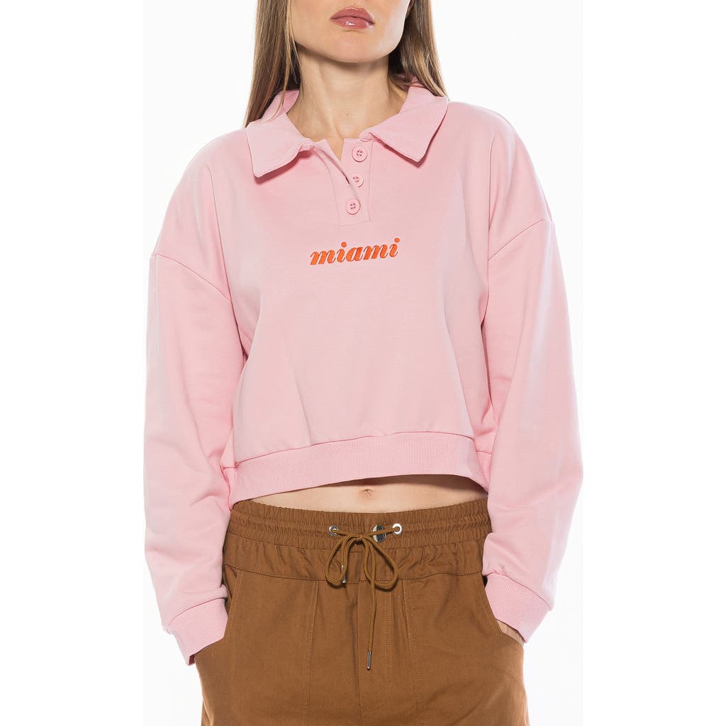 Alexia Admor Kario Crop Polo Sweatshirt In Pink