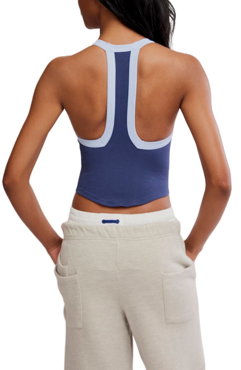 Free People All Clear Racerback Crop Top, Alternate, color, Midnight Navy Combo