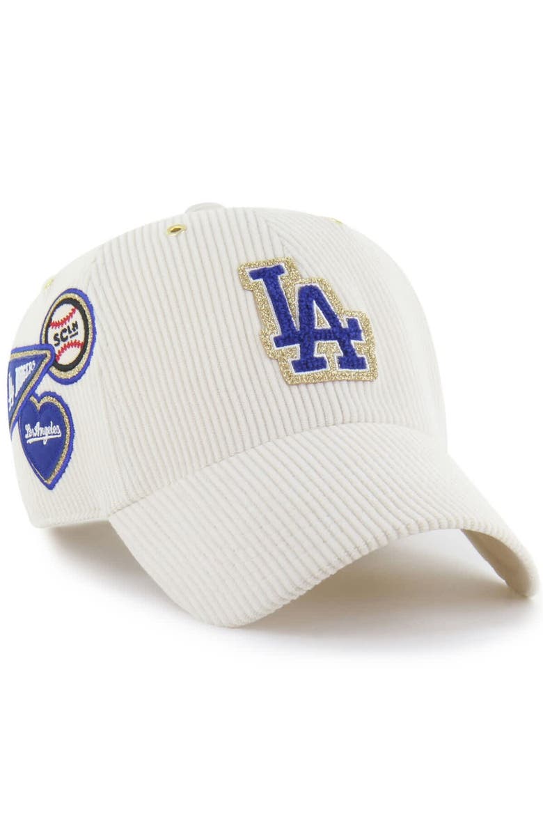Stoney Clover Lane X '47 Men's '47 x Stoney Clover Lane Natural Los Angeles Dodgers Badges Charm Clean Up Adjustable Hat, Main, color, Natural