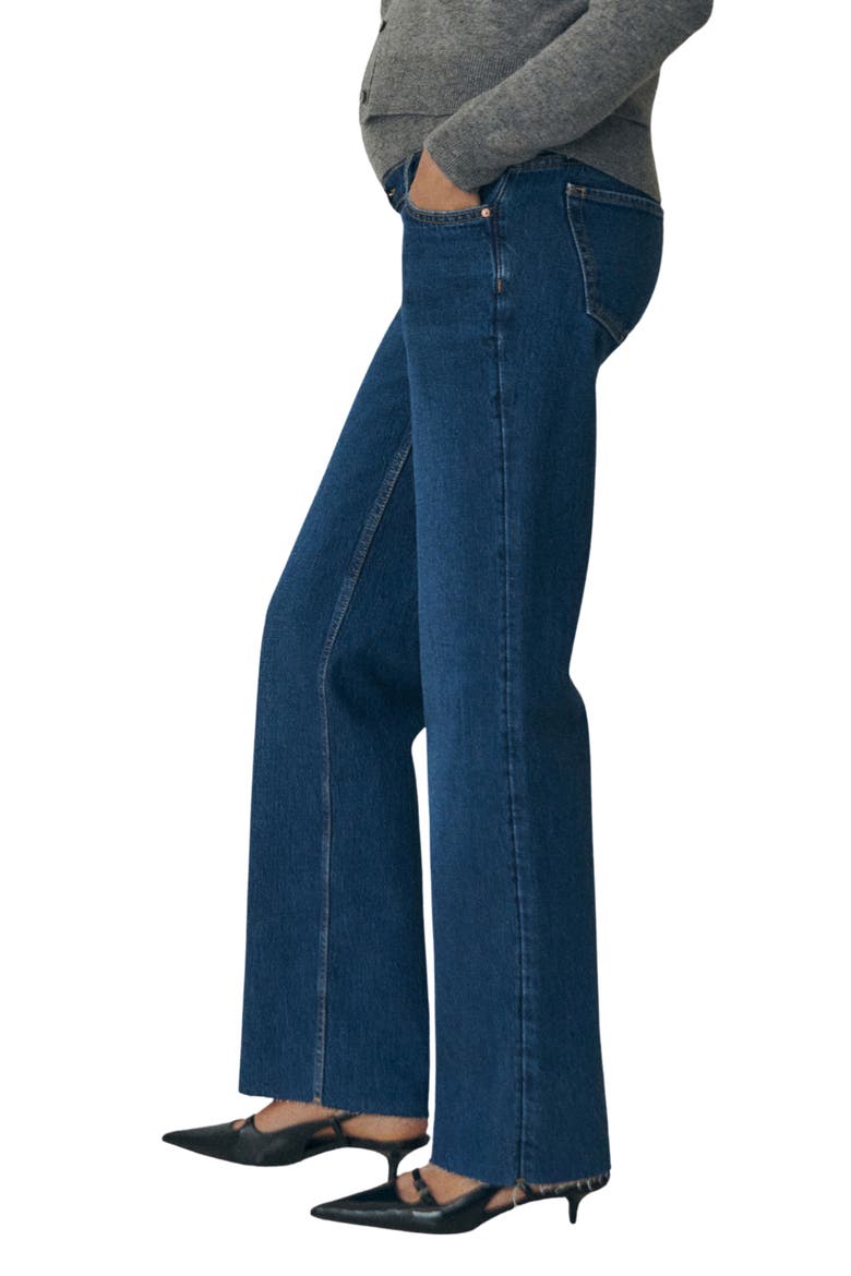 Over the Bump Raw Hem Wide Leg Maternity Jeans, Alternate, color, MEDIUM BLUE