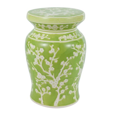 Cherry Blossom 17.75" Ceramic Garden Stool