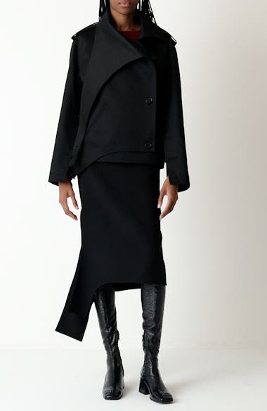 Courrèges Oblique Double Breasted Short Trench Coat | Nordstrom