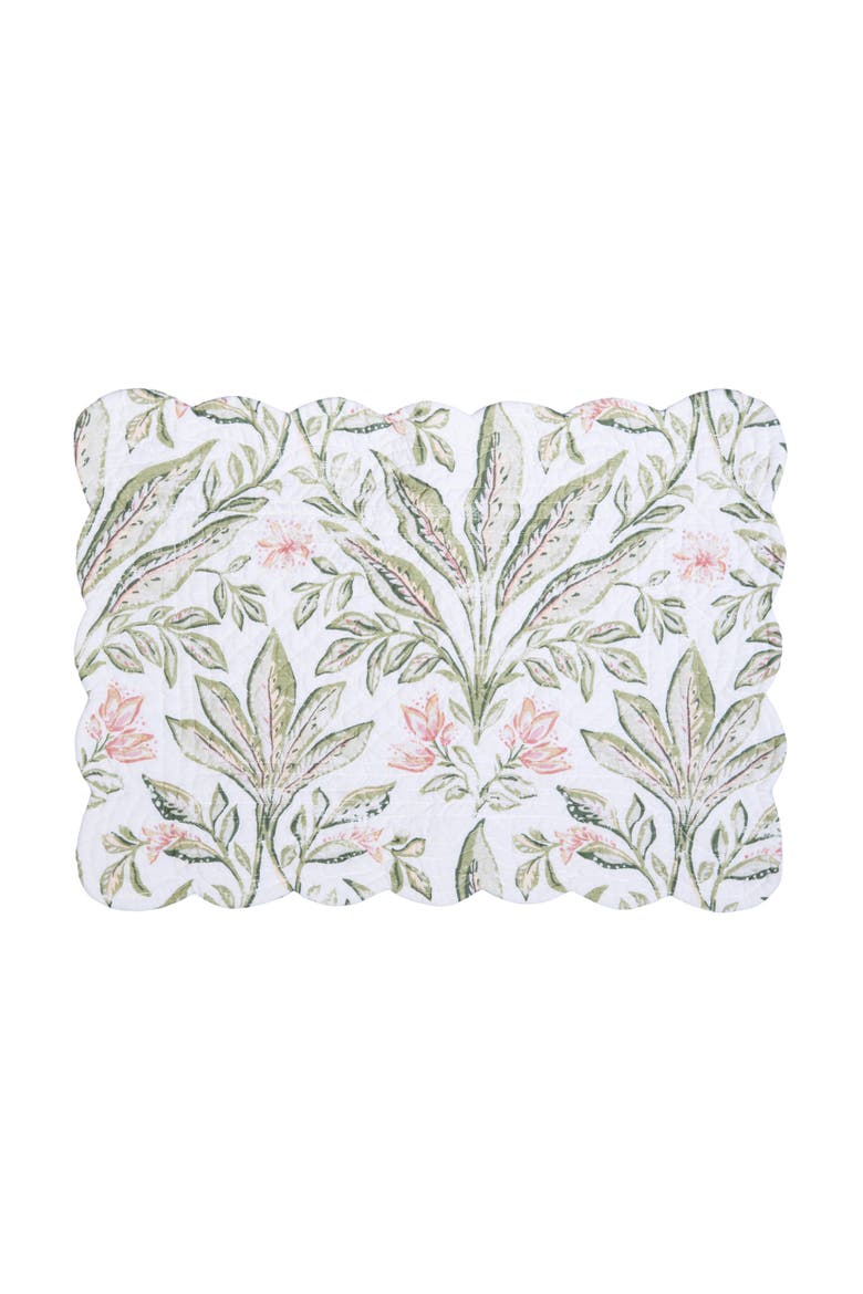 Lana Palms Reversible Machine Washable Scallop Quilt Placemats Set of 6, Alternate, color, Green