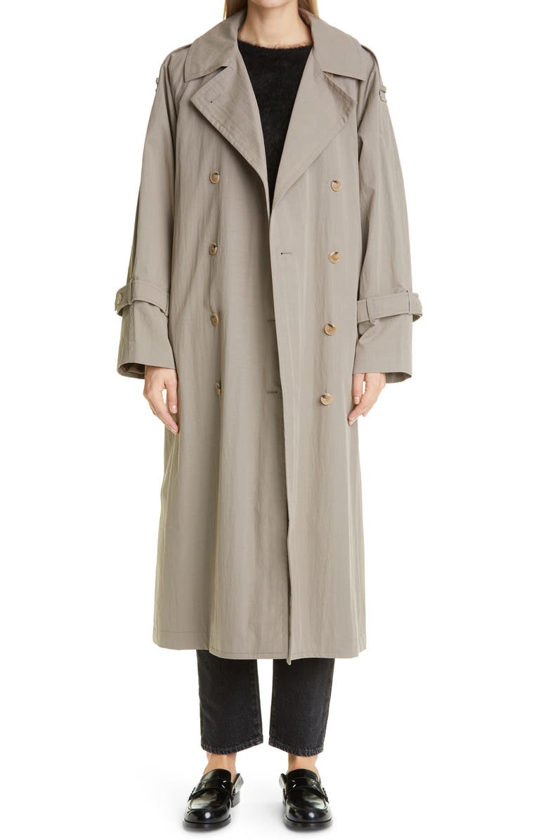 TOTEME Oversize Tech Cotton Blend Trench Coat, Main, color,