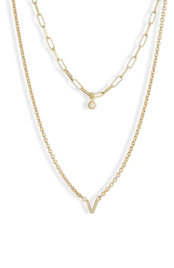 Meshmerise Diamond Initial Charm Necklace In Gold