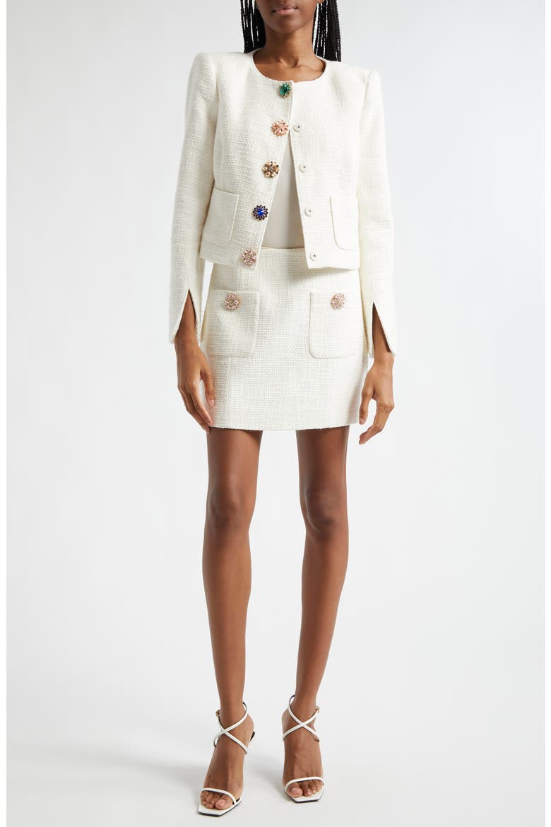 Randi Tweed Jacket, Alternate, color, GARDENIA
