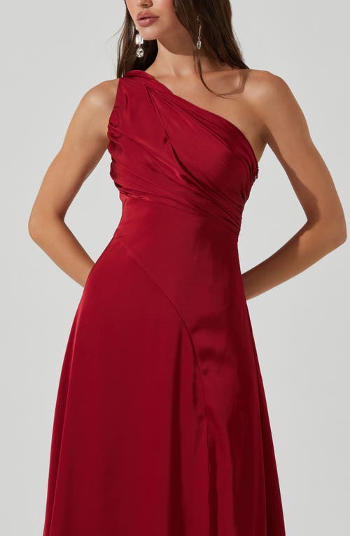 Astr The Label Atolia Draped One-shoulder Gown In Burgundy