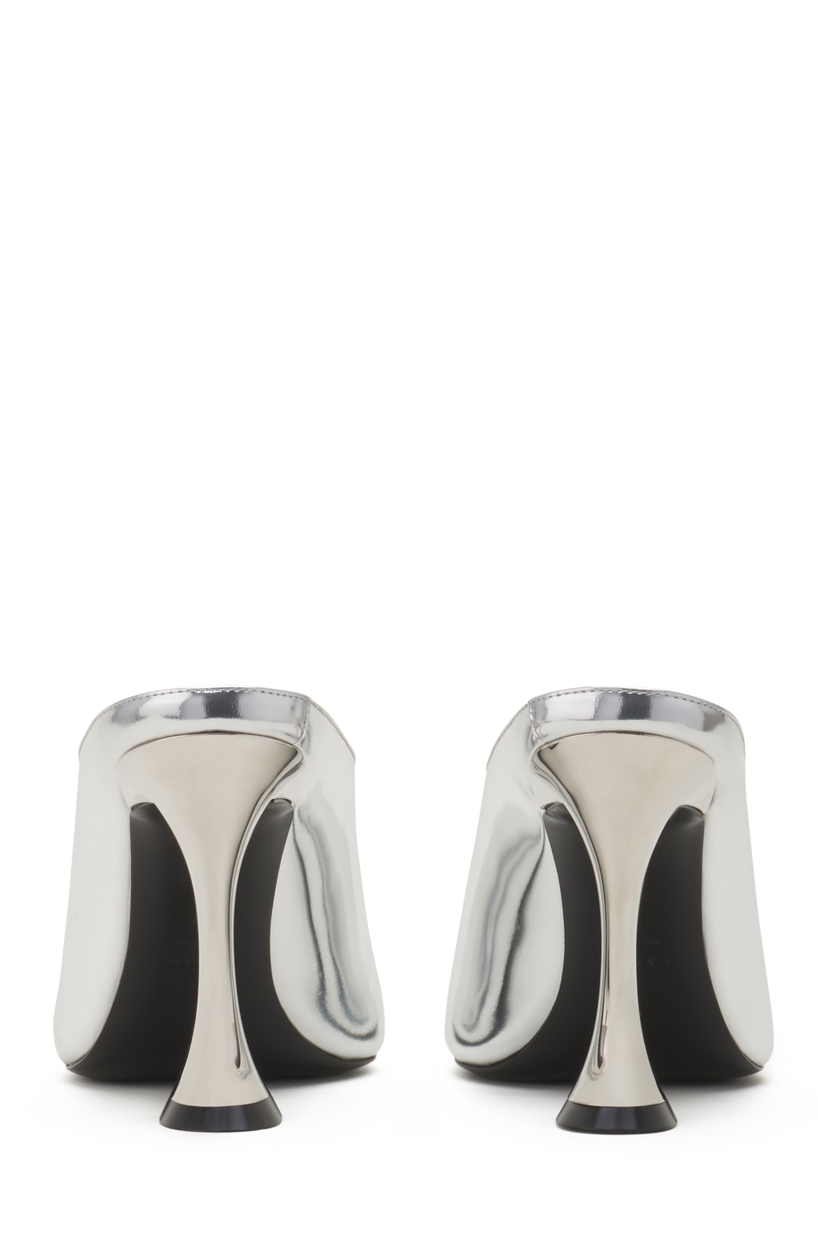 Midnight Step Mule In Metallic Leather, Alternate, color, Glossy Silver