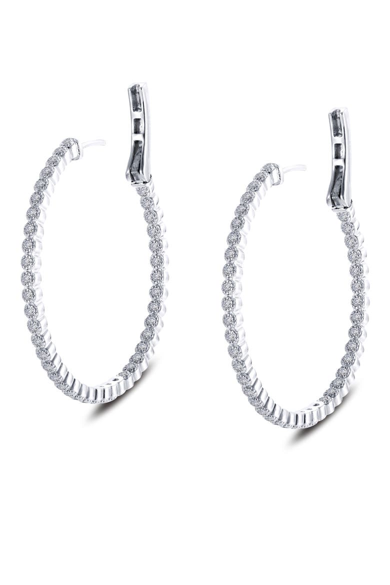 Inside Out Simulated Diamond Hoop Earrings, Main, color, SILVER/ CLEAR