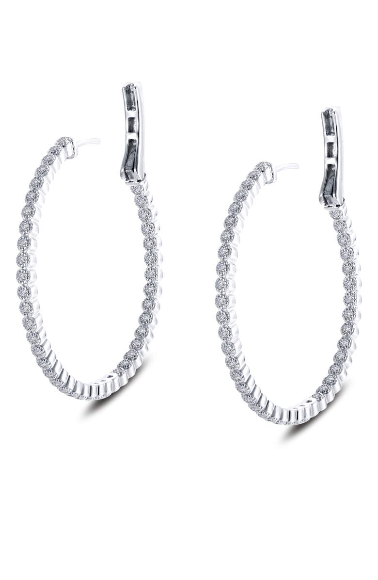 Lafonn Inside Out Simulated Diamond Hoop Earrings, Main, color, 