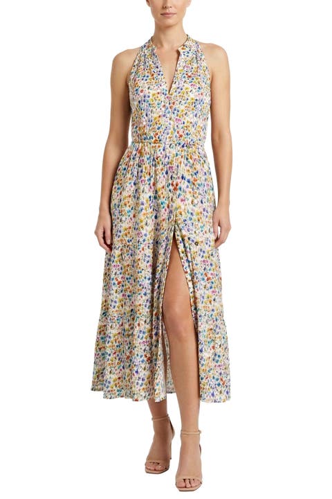 Tracy Cotton Printed Tiered Midi Shirtdress