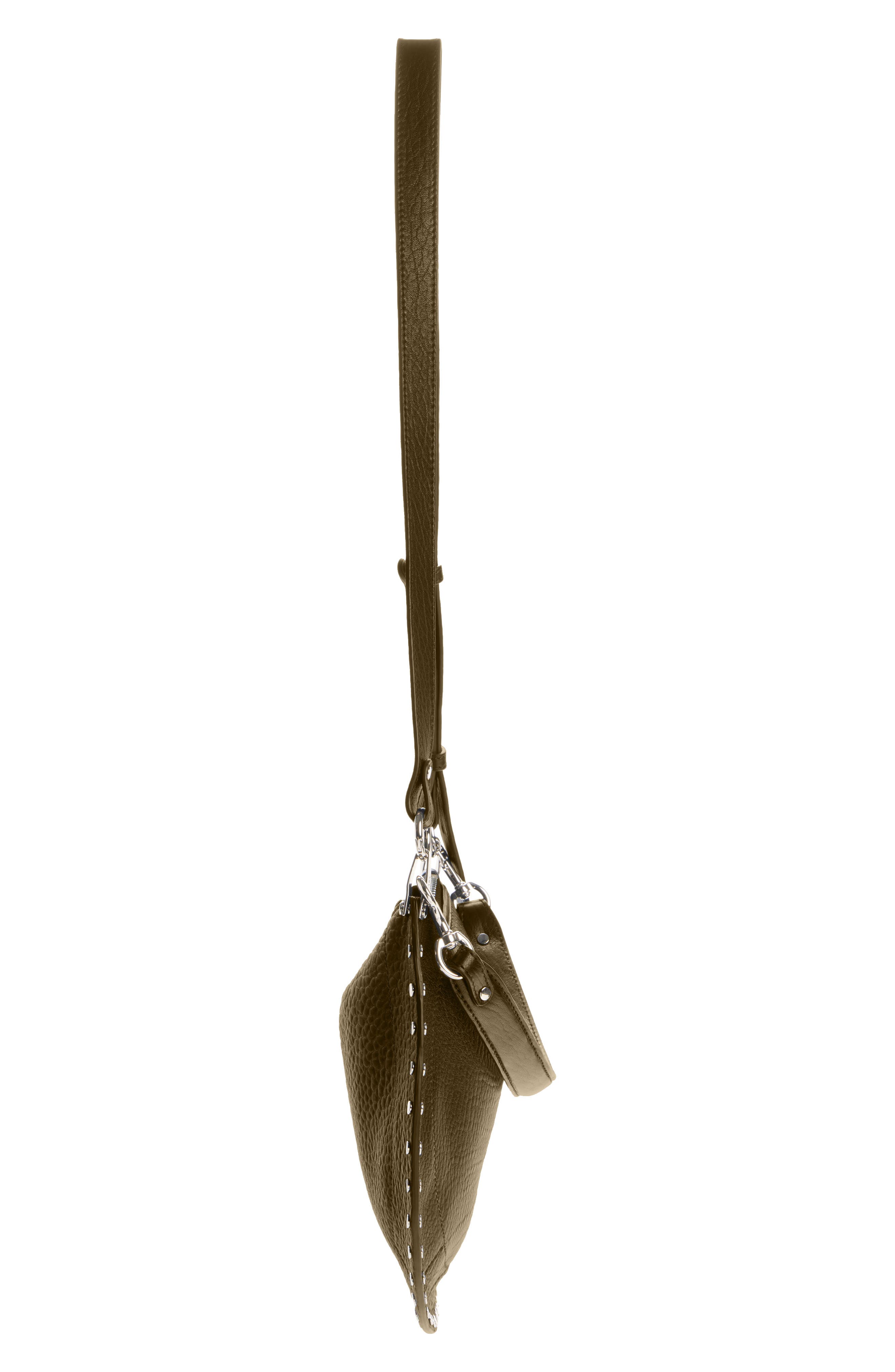 Oskan Soft Zip Bubble Soft Leather Bag, Alternate, color, KHAKI