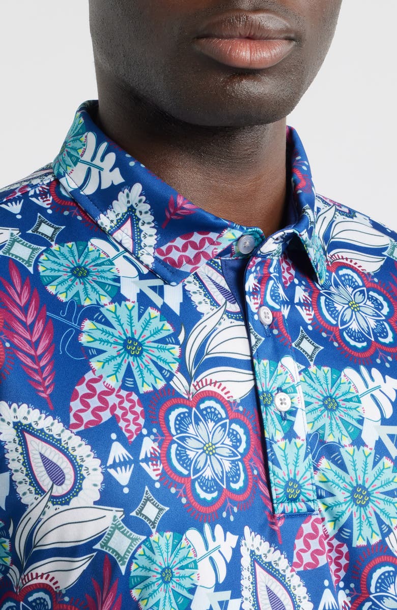 Swannies Festival Floral Performance Golf Polo, Alternate, color, Twilight