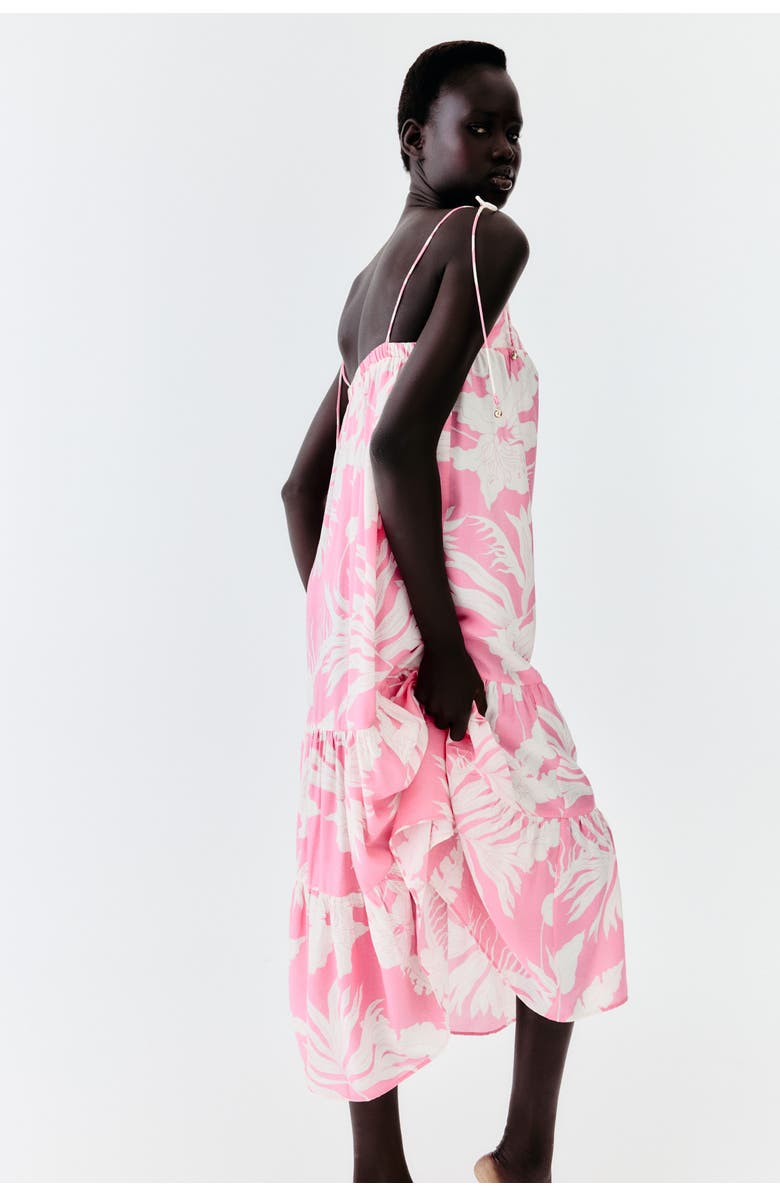 H&M Tie-strap Maxi Dress, Alternate, color, Pink/Patterned