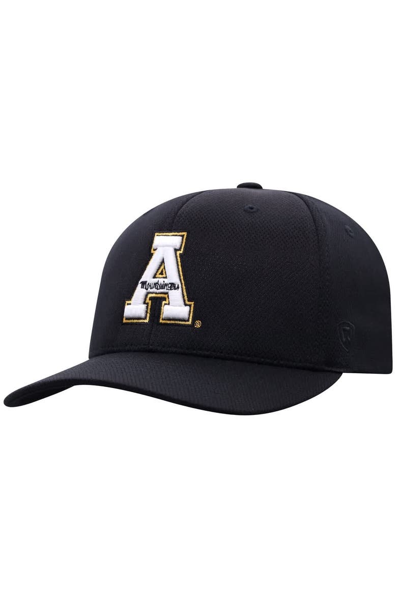 Men's Top of the World Black Appalachian State Mountaineers Reflex Flex Hat, Main, color, Black