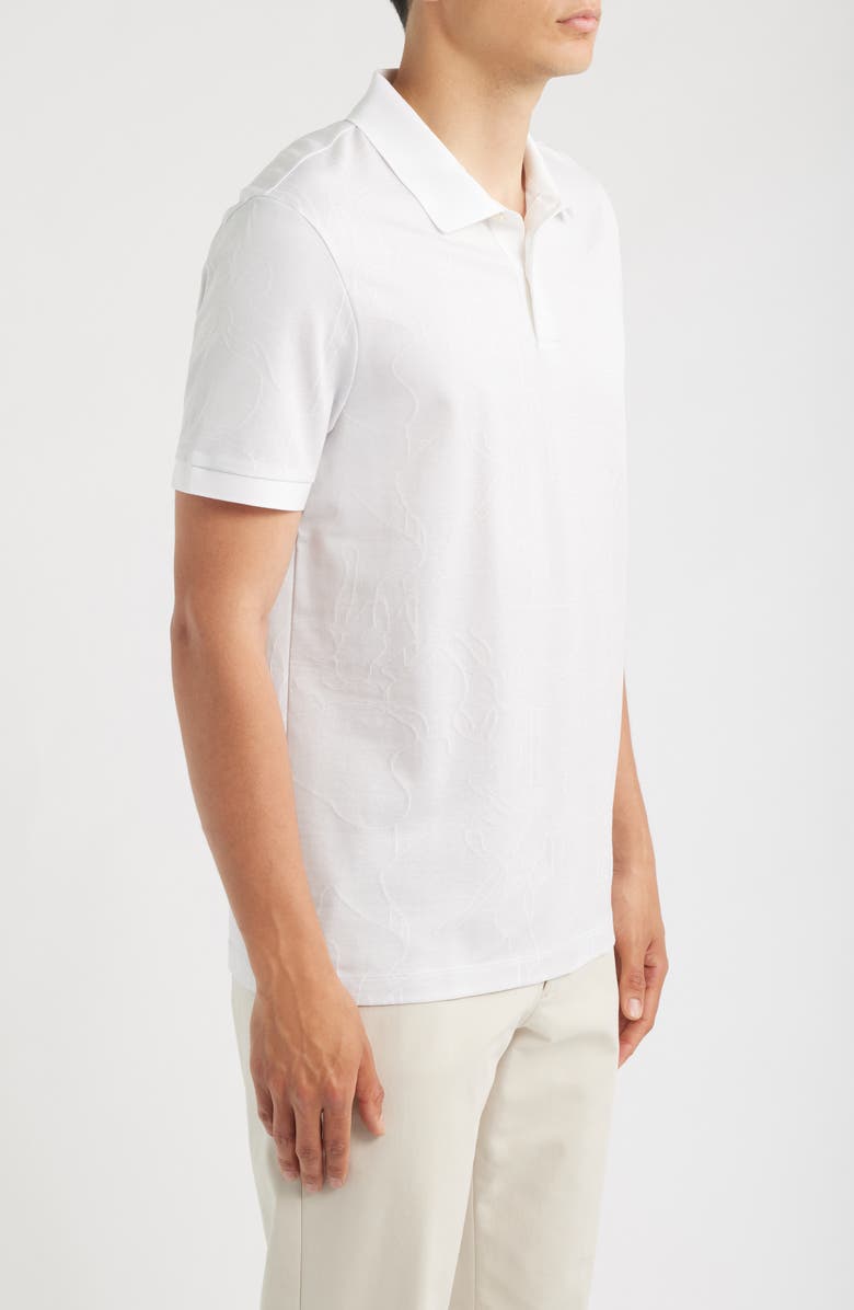 BOSS Parlay Floral Jacquard Cotton Polo, Alternate, color, White