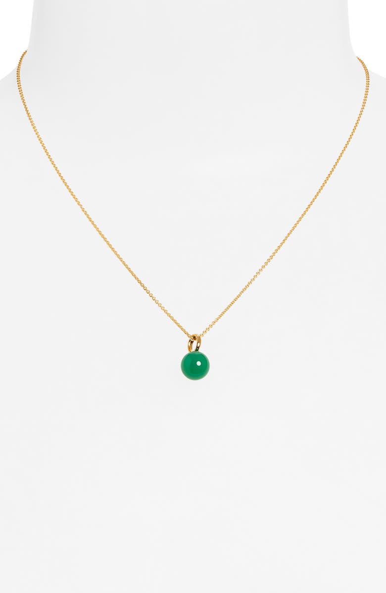 Monica Vinader Gemstone Pendant Necklace, Alternate, color, 18Ct Gold Vermeil / Green Onyx