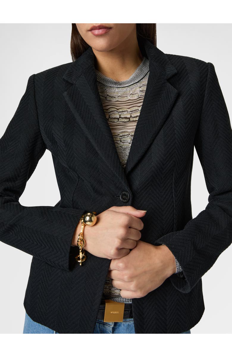 Missoni Single-breasted Blazer In Cotton And Viscose Tone-on-tone Zig Zag, Alternate, color, Black