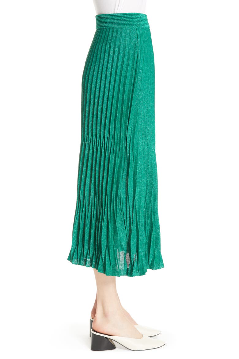Jupette Pleated Midi Skirt, Alternate, color, GREEN
