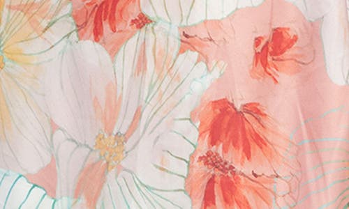 Shop Bardot Aradia Rosette Floral Plunge Halter Gown In Peach Floral