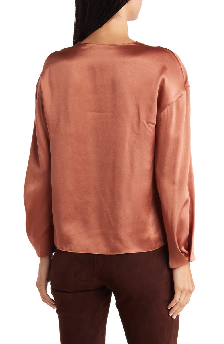 Vince V-Neck Long Sleeve Drape Silk Blouse, Alternate, color, 
