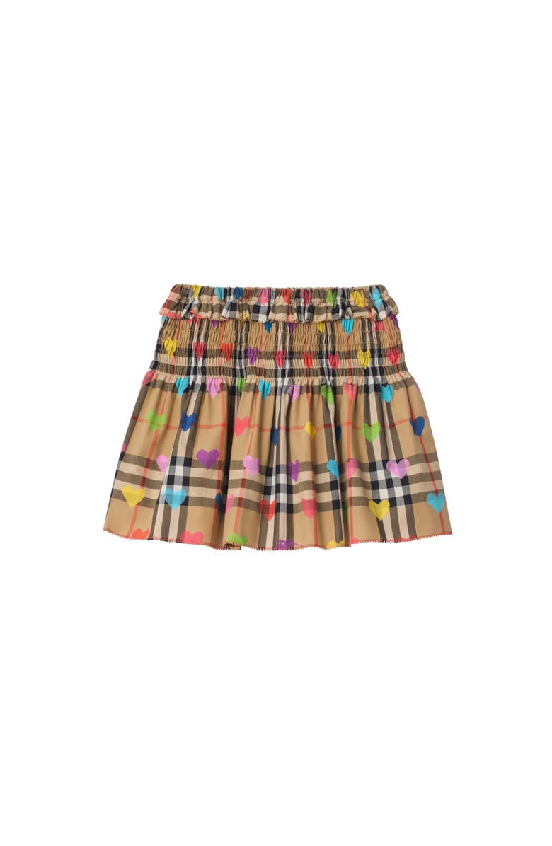 Burberry Heart Check Cotton Skirt, Alternate, color, Sand