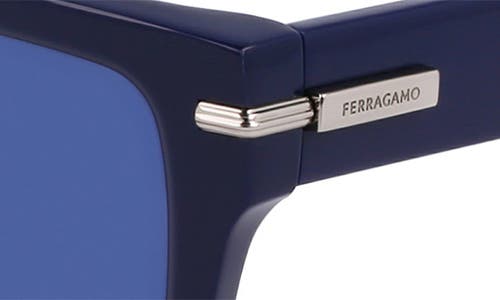 Ferragamo Prisma 53mm Modified Rectangular Sunglasses In Blue