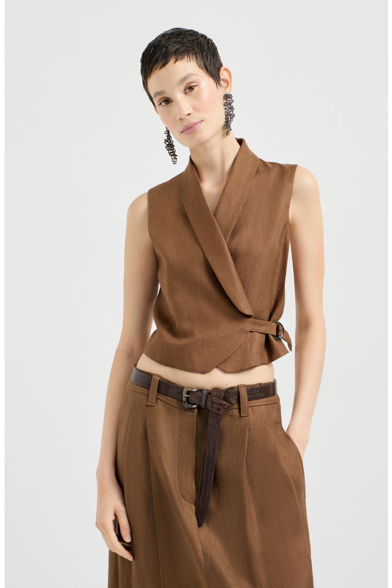 Linen diagonal vest, Main, color, Mou
