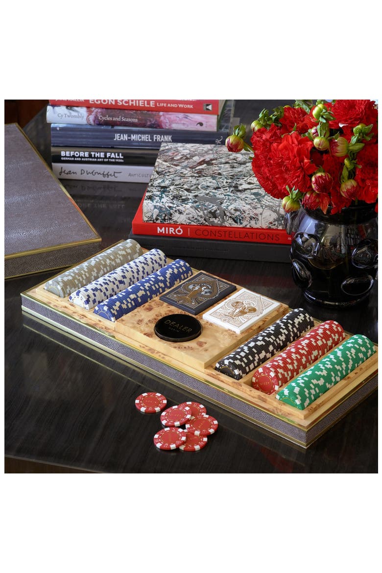 Shagreen Poker Set, Alternate, color, CHOCOLATE