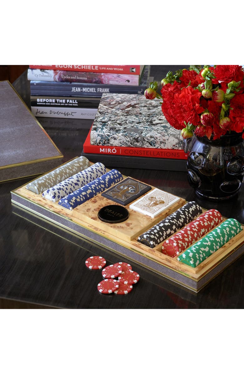 Aerin Shagreen Poker Set, Alternate, color, Chocolate