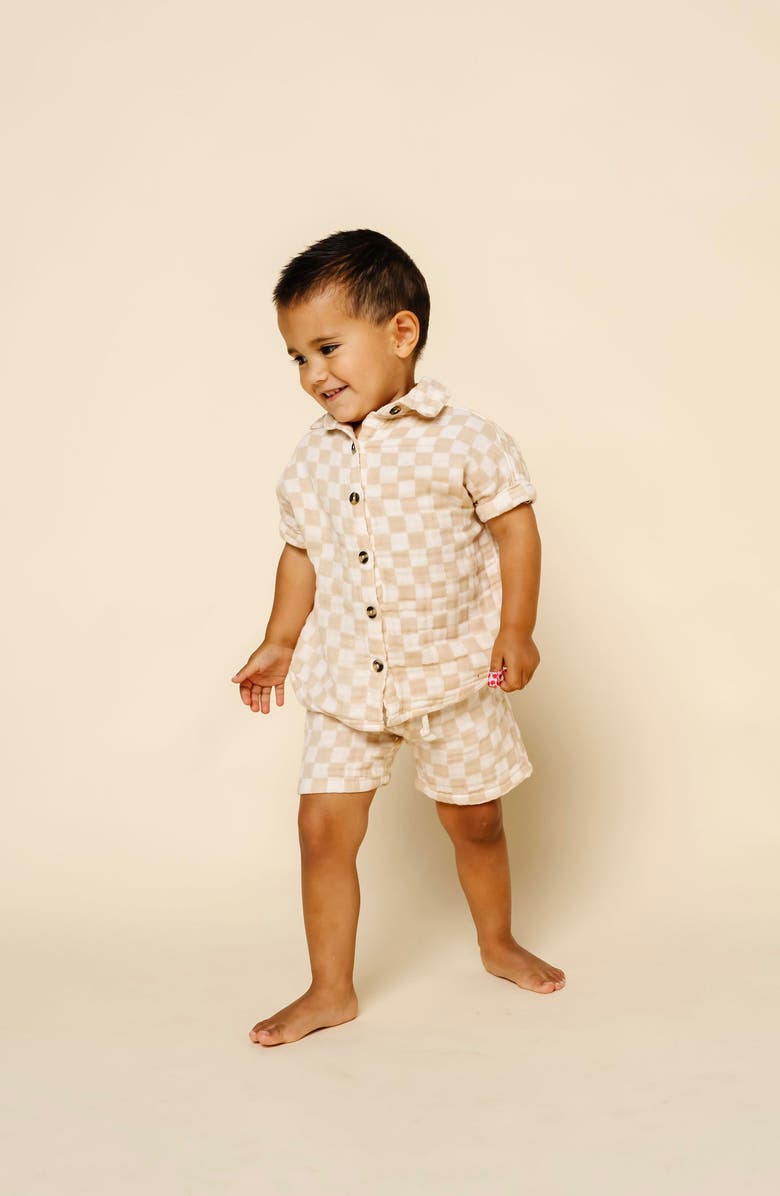 Lou Lou and Company Cloud Cotton Muslin Button-Up Shirt & Shorts Set, Alternate, color, Austin
