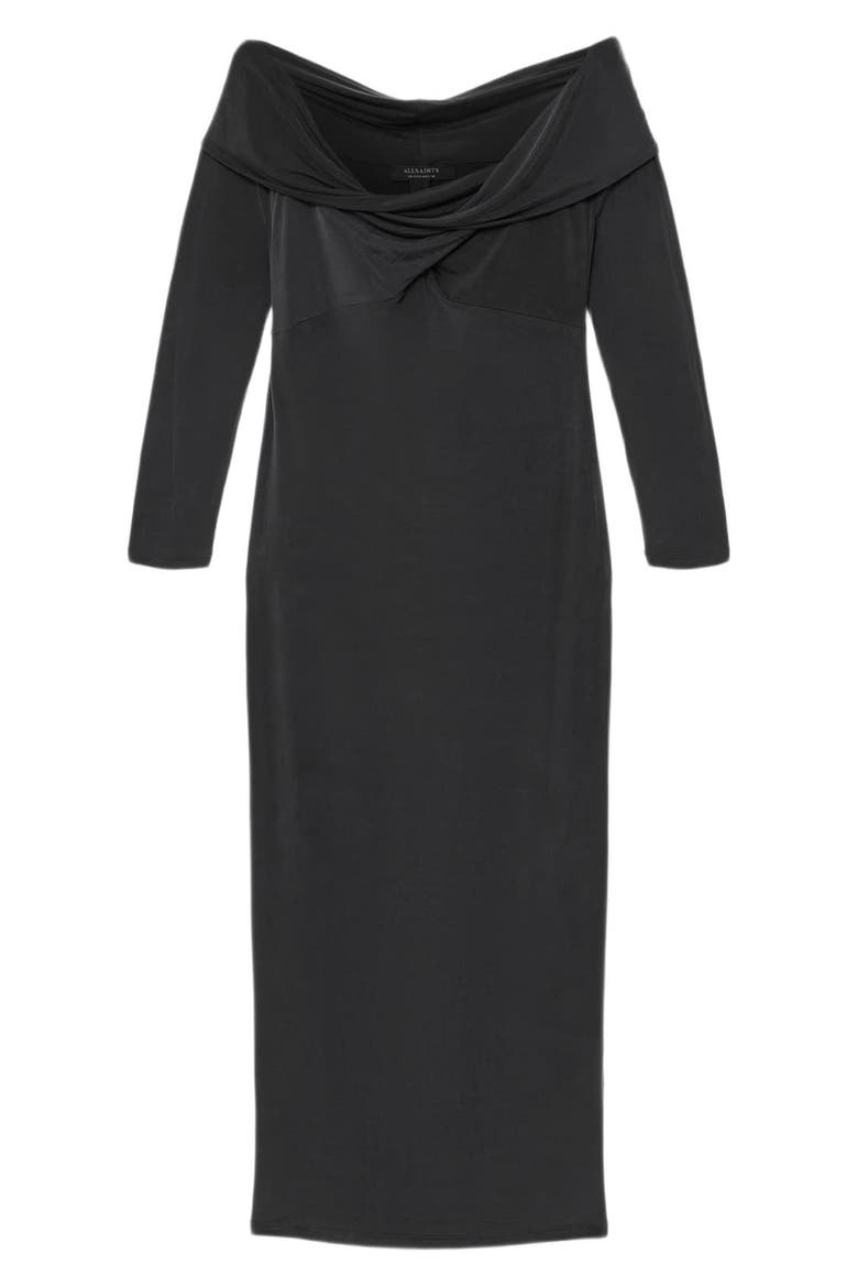 Delta Off the Shoulder Long Sleeve Maxi Dress, Alternate, color, BLACK