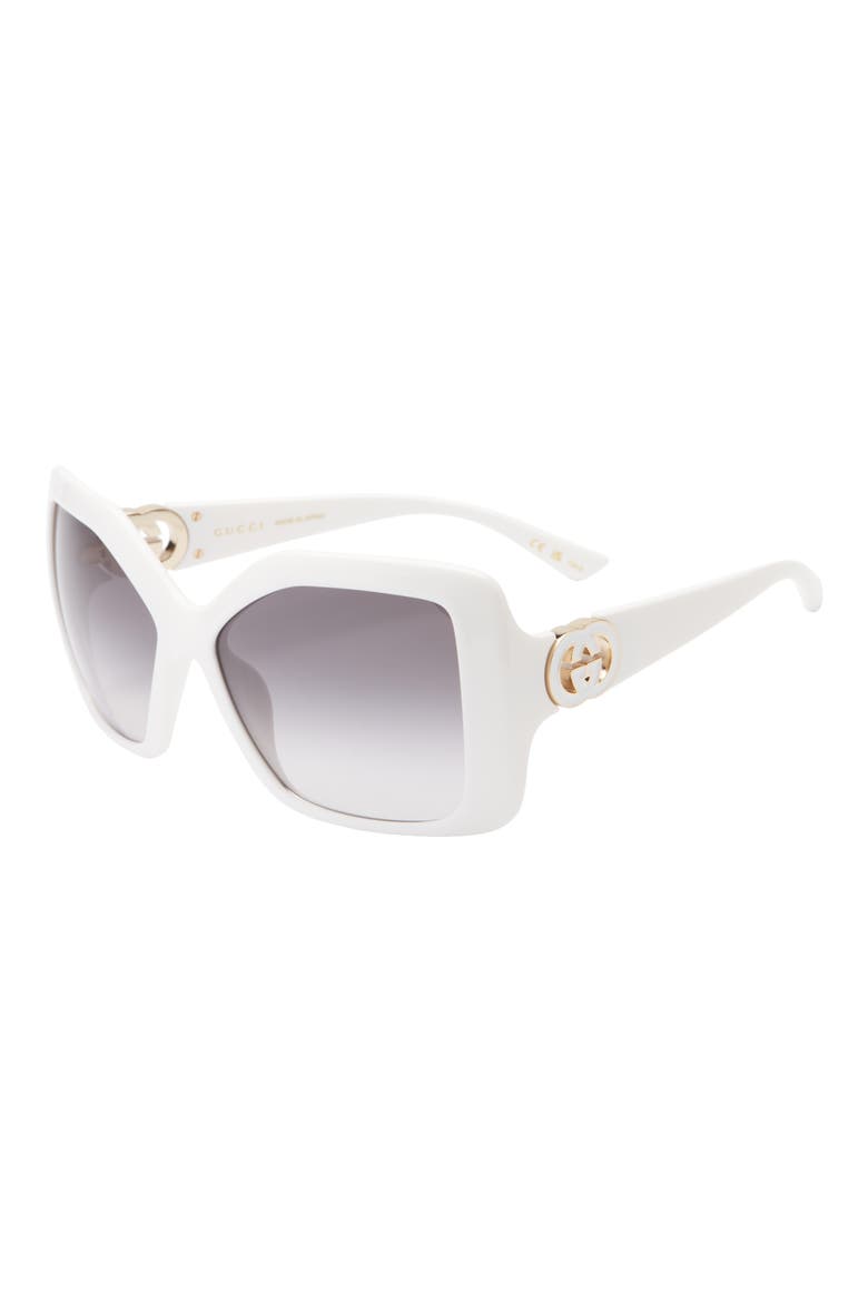 59mm Square Sunglasses, Alternate, color, WHITE